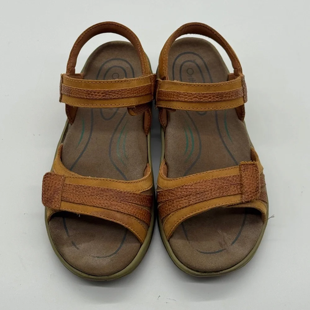 Orthofeet 916 Malibu Tan Leather Orthopedic Comfort Sandals Womens 8 D Wide